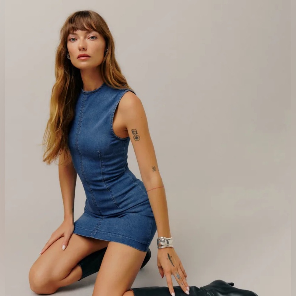 reformation Kendi Denim Mini Dress